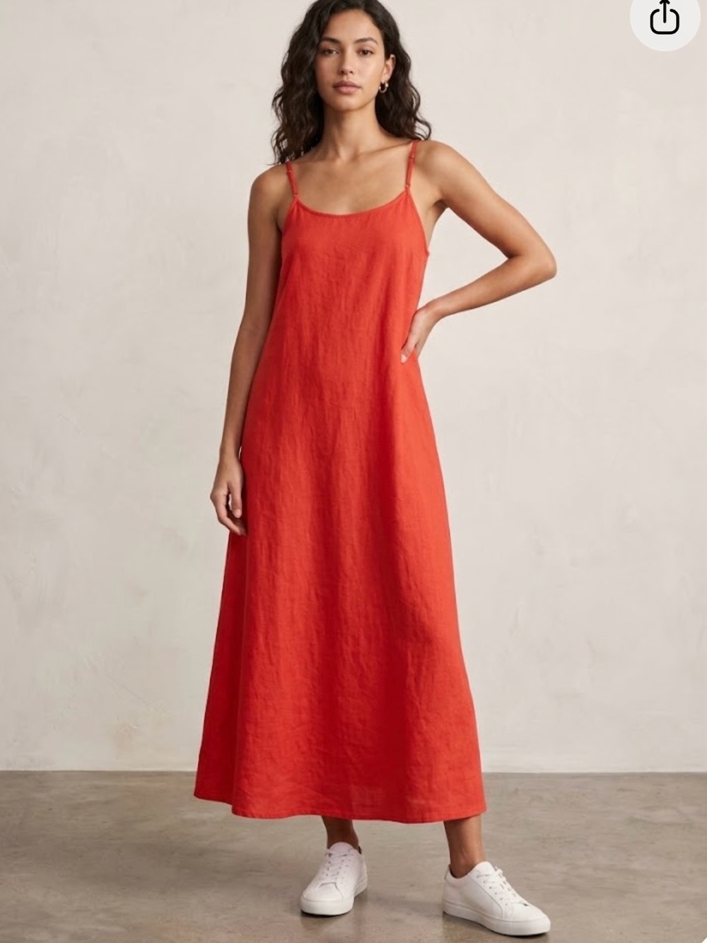 Linen Slip Maxi Dress in Vibrant Orange